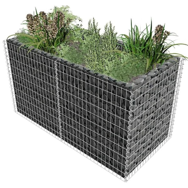 Gabion Raised Bed Steel 180x90x100 cm Silver vidaXL