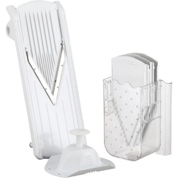 Appetito V Slicer With Storage - Julienne Mandolin Vegetable and Fruit Super Slicer