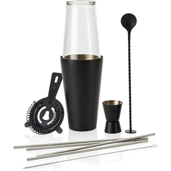 Stanley Rogers 10 Piece Cocktail Set Shaker Jigger Mixing Glass Strainer 10pc