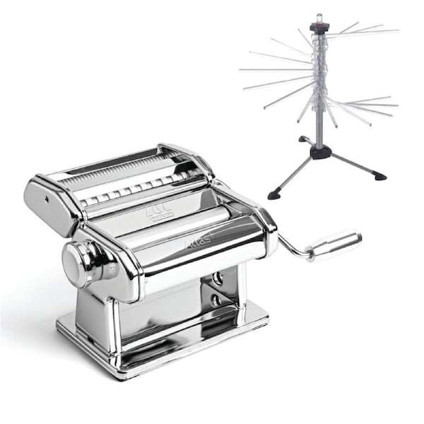 Marcato Atlas Plus 150mm Adjustable Pasta Machine + Drying Rack