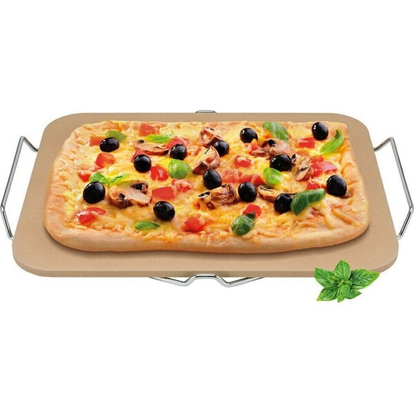 Avanti 38cm Rectangular Pizza Stone W / Rack - 30 x 38cm Baking Stone