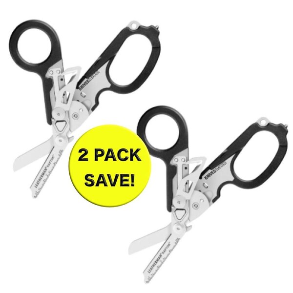LEATHERMAN 2 X RAPTOR MULTI-TOOL FOLDING SHEARS & HOLSTER MEDICAL - BLACK