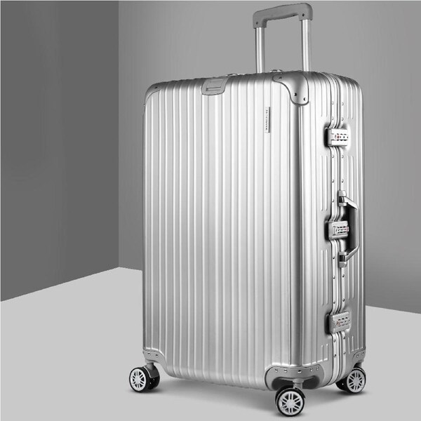 1pc 28" Wanderlite Luggage Trolley Travel Suitcase Set TSA Carry On Lightweight Aluminum Silver