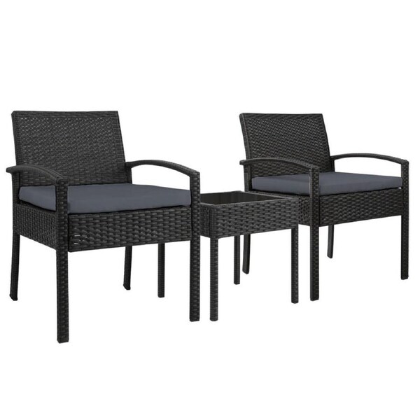 Gardeon Patio Furniture 3 Piece Wicker Outdoor Lounge Setting Rattan Set Cushion