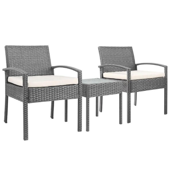 Gardeon 3 Piece Wicker Outdoor Lounge Setting Patio Furniture Rattan Set Garden
