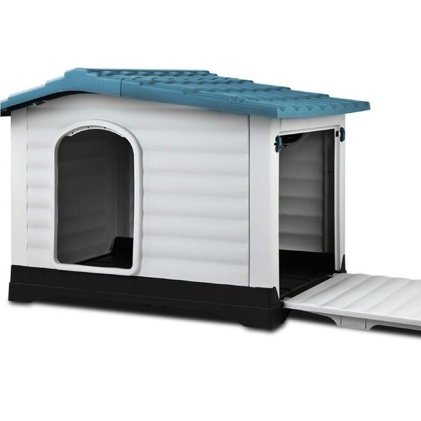 i.Pet Dog Kennel House Extra Large Outdoor Plastic Puppy Pet Cabin Shelter XL Blue