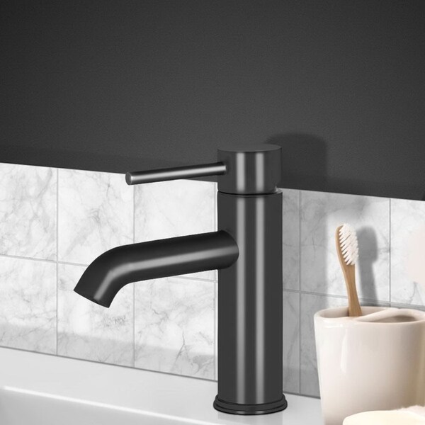 19cm Cefito Bathroom Tap Round Mixer Basin Tap Tapware Faucet Sink Black