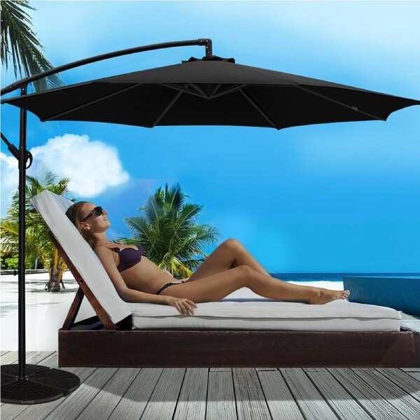 InstaHut 3m Outdoor Umbrella Cantilever Beach Garden Patio Black