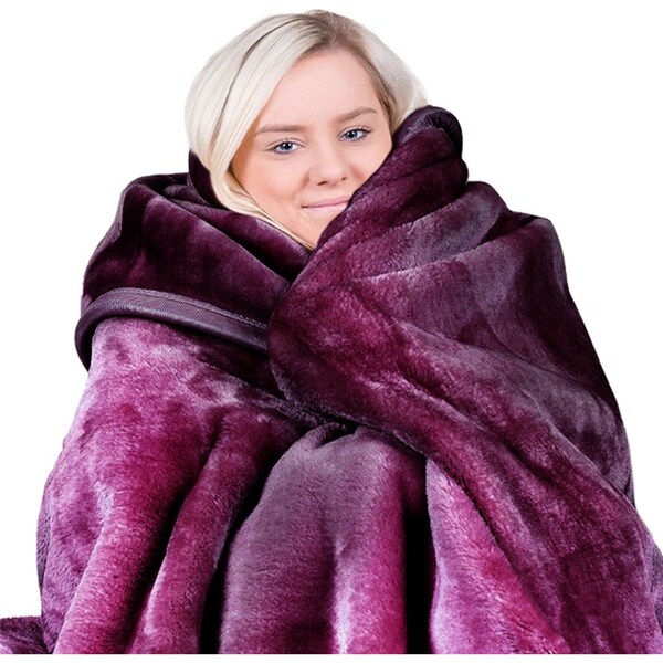 Laura Hill Mink Blanket Double Sided 800GSM Queen Size Soft Plush Bed Faux Throw Rug 220 X 240cm Purple