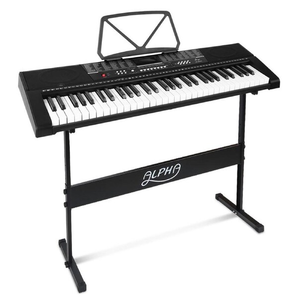 Alpha 61 Keys Electronic Piano Keyboard Digital Electric w/ Stand Sound Speaker