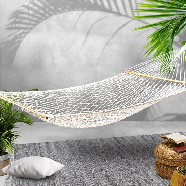 Gardeon Hammock Bed Swing Chair Camping Sleeping Hanging Seat Outdoor Mesh - Cream
