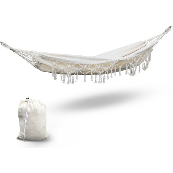 Gardeon Outdoor Hammock Bed Swing Tassel - Cream