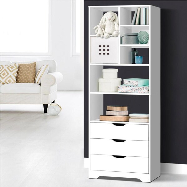 180CM Artiss Bookshelf with Drawers - NANA White