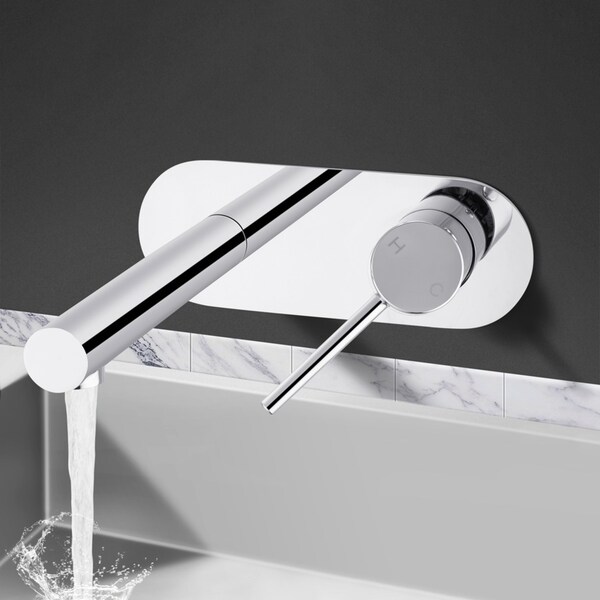 ACA Round Chrome Basin Wall Mixer Tap Bath Spout WELS 6Star 4L/M