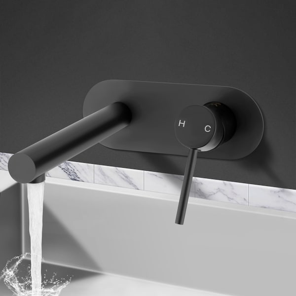 ACA Round Black Basin Wall Mixer Tap Bath Spout WELS 6Star 4L/M