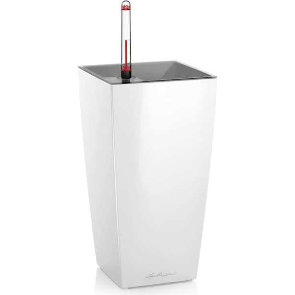 LECHUZA MINI CUBI PLANTER POT (HIGH GLOSS WHITE)