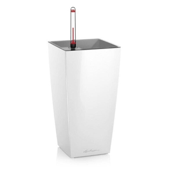 LECHUZA MAXI CUBI PLANTER POT (HIGH GLOSS WHITE)
