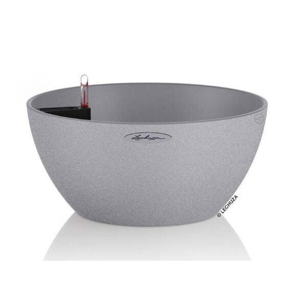 LECHUZA CUBETO STONE BOWL 40 PLANTER POT (STONE GRAY)