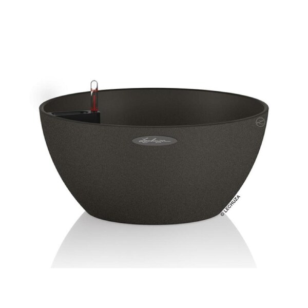 LECHUZA CUBETO STONE BOWL 40 PLANTER POT (GRAPHITE BLACK)