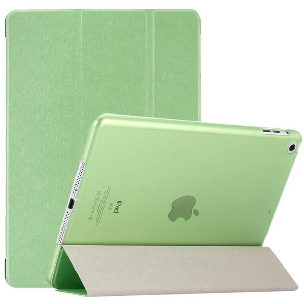 For iPad 2018,2017 9.7in Case,Elegant Silk Textured 3-fold Leather Cover,Green