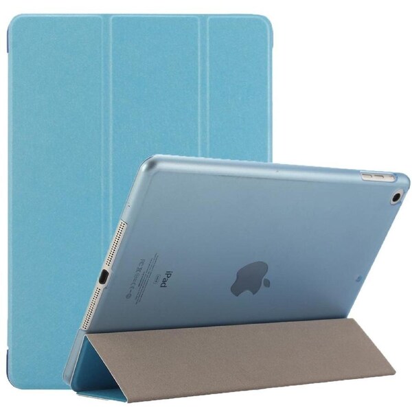 For iPad 2018,2017 9.7in Case,Elegant Silk Textured 3-fold Leather Cover,Blue