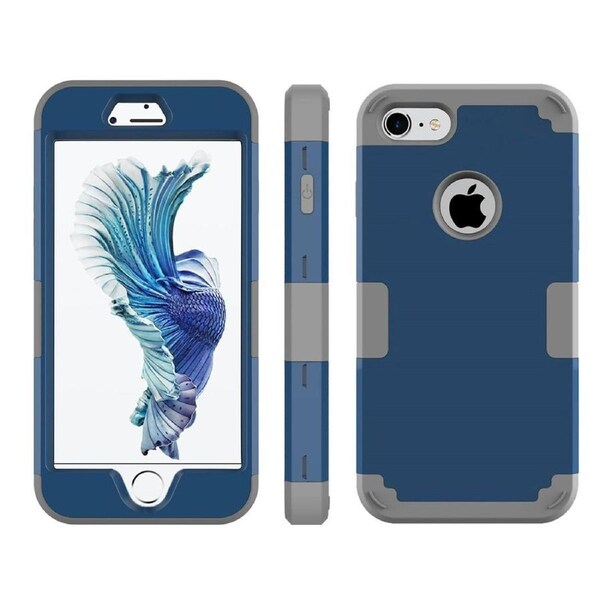For iPhone SE (2020),8 & 7 Case,Triple Layer Armour Cover,Dark Blue