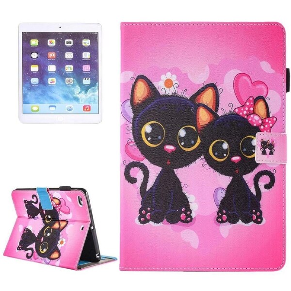 For iPad 2018,2017 9.7in Wallet Case,Colorful Cat Couple Leather Cover