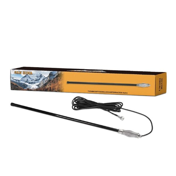 SAN HIMA Hi Gain Black UHF 5DB Fibreglass CB Antenna 720MM Height For Gme Uniden Oricom