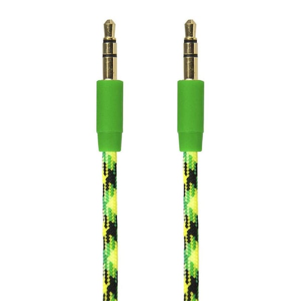 Gecko 1m 3.5mm Male to M Braided Aux Audio Cable Cord for Smartphones GRN/Yellow