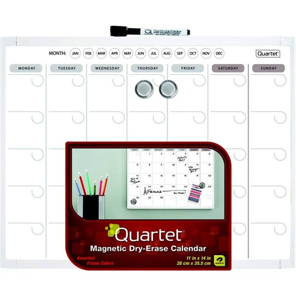 Quartet 28 x 36cm Basic Magnetic Whiteboard Calendar/Planner/Organiser w/ Pen