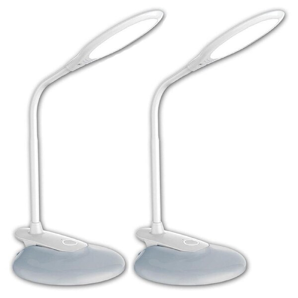2x Sansai Dual Base Home/Office/School Rotatable 6W LED Desk Lamp/Light Clip-on
