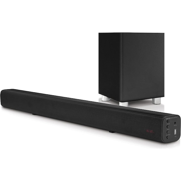 Pure Acoustics SBW-175 2.1ch Bluetooth Sound-bar w/ Wireless Subwoofer/FM Radio