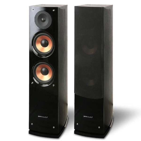 Pure Acoustics 200W Supernova Floor Standing Speaker Pair for Home Theatre Black