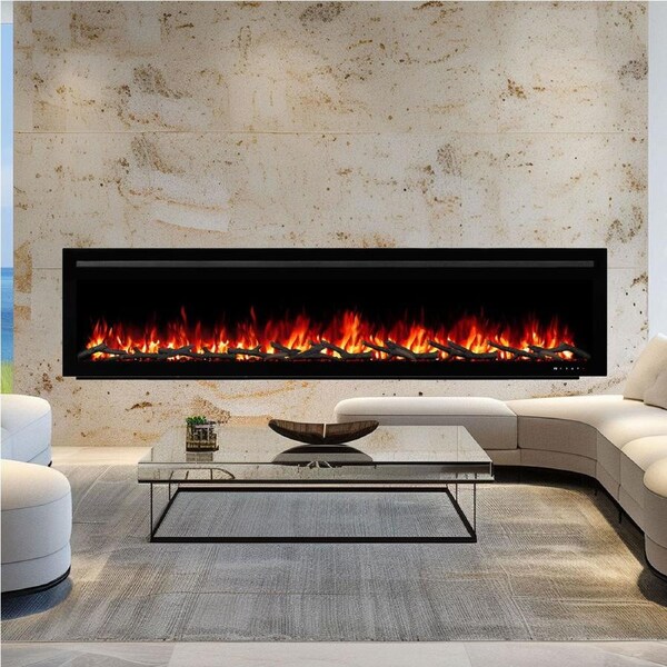 New Provence 1500W 100 inch Recessed / Wall Mounted Electric Fireplace