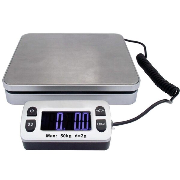 TODO 50Kg Digital Postal Scale Blue Lcd Display Stainless Steel Post 2G Graduation