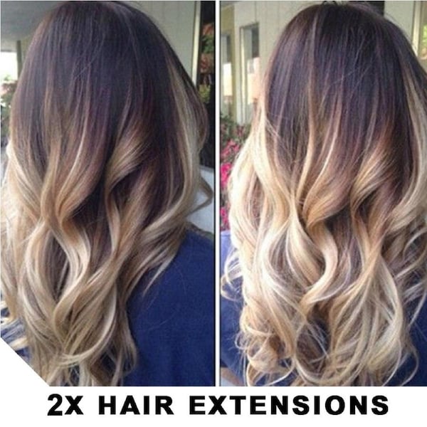 2Pcs Two Tone Ombre High Grade Brown Curly Hair 7Piece 16Clips 24" Hair Extension04 2X