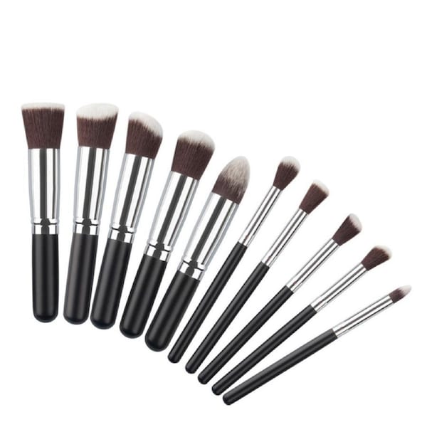 8 Piece Professional Face Makeup Brush Set Soft Brush Wood Black