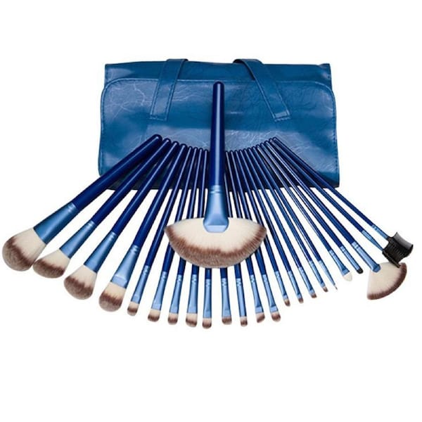 24 Pc High Quality Micro Fiber Brush Set Carry Case Blue