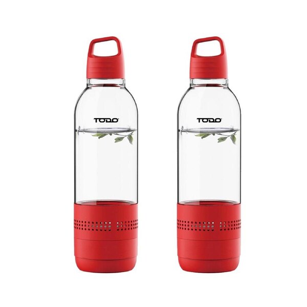 2X Bluetooth Water Bottle Speaker 400Ml Portable Rechargeable Bottled Speakers - Red