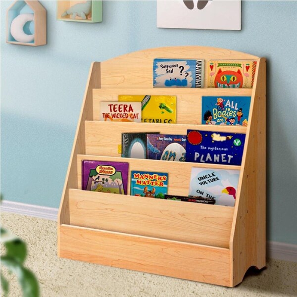 5 Tiers Keezi Kids Bookshelf Magazine Shelf Rack Organiser Bookcase Display