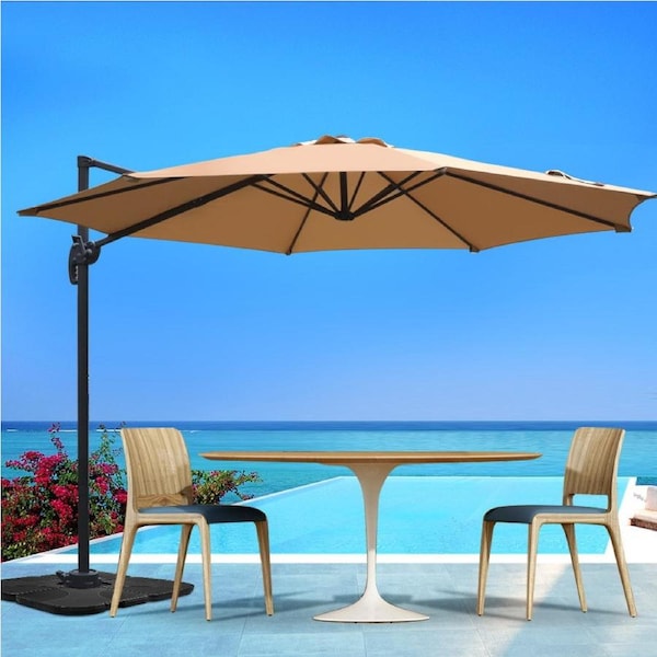 InstaHut 3m Outdoor Umbrella Cantilever 360 Degree Tilt Beach Roma Beige
