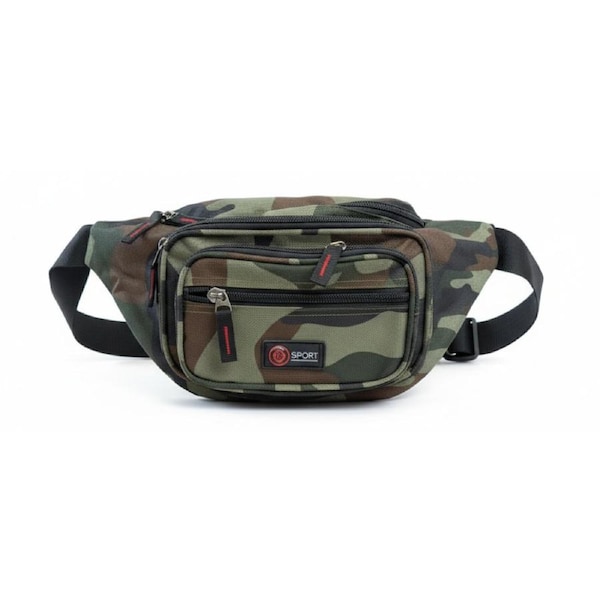 Canvas CAMO BUM BAG Camouflage Waist Travel Belt Wallet Money Security Zips
