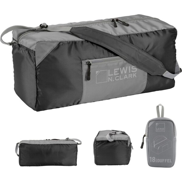 Lewis N. Clark 18" Packable Foldable Travel Compact Duffle Bag - Black/Grey