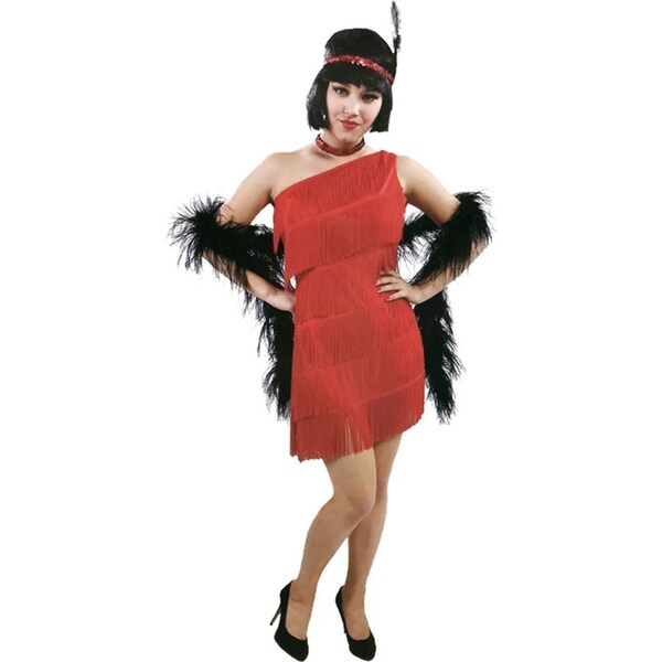 Ladies Flapper Costume Charleston Gatsby Chicago Fancy Dress Party 1920s 20s - Red