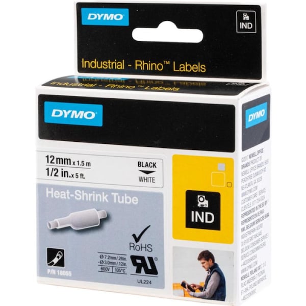 DYMO HS-WHT-1/2 Refill Cartridge - 1/2" White Heatshrink (12Mm) Labeler REFILL CARTRIDGE -