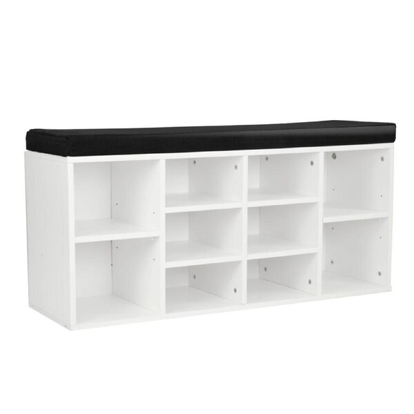 10 Pairs Shoe Cabinet Rack Storage Organiser Shelf Stool Bench Wood - White