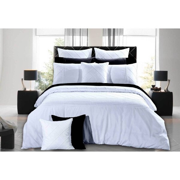 Queen Size Pintuck White 3pcs Quilt Cover / Duvet Cover Set