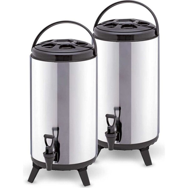 SOGA 2 x 12L Portable Insulated Cold/Heat Coffee Bubble Tea Pot Beer Barrel With Dispenser