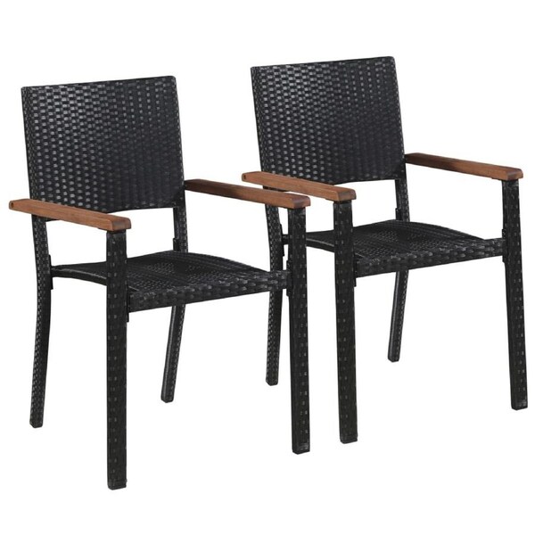 Outdoor Chairs 2 pcs Poly Rattan Black vidaXL