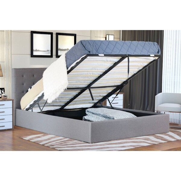 Cromwell King Gas Lift Storage Fabric Bed Frame Grey